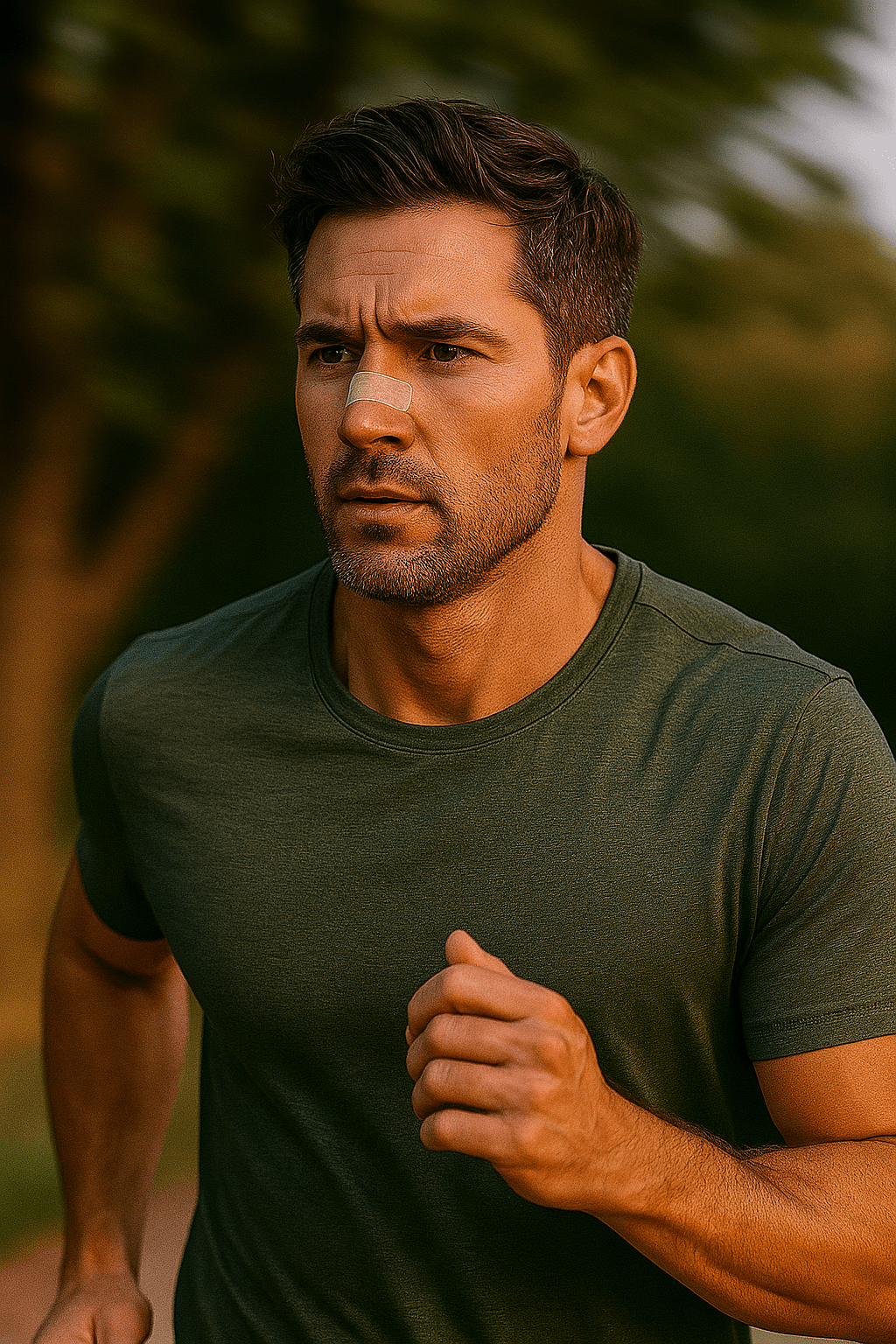 Man breathing freely